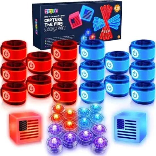 American Capture The Flag Game Up to 14 Players - Capture The Flag Set Includes 14 Bands, 16 Team Lights, 2 Flags - Play22Usa image {6}