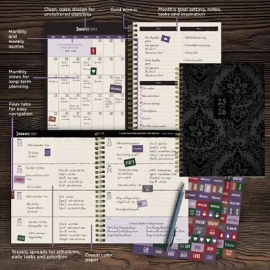 TF Publishing July 2025 - June 2026 Black Velvet Medium Weekly Monthly Planner image {6}
