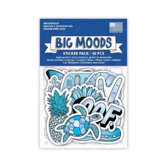 Big Moods Aesthetic Sticker Pack 10pc - Blue image {2}