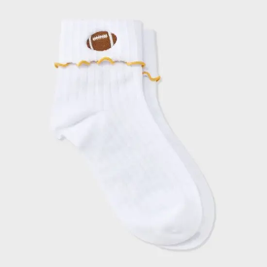 Women's Game Day Embroidered Football Pointelle Bobby Socks with Lettuce Edge Cuff - Wild Fable&trade; image {16}
