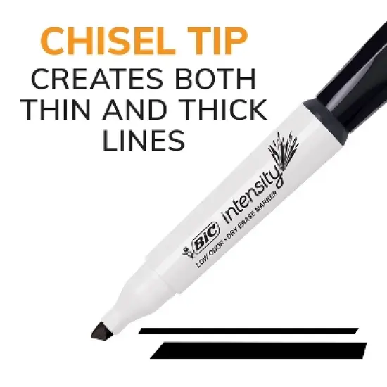 Bic Great Erase Grip Chisel Tip Dry Erase Marker Black Dozen GDEM11BK image {3}