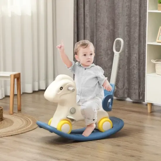 4 in 1 Rocking Horse for Toddles 2-5 Years, Baby Ride on Horse with Detachable Push Handle & Balance Board-3irtyhousy image {7}