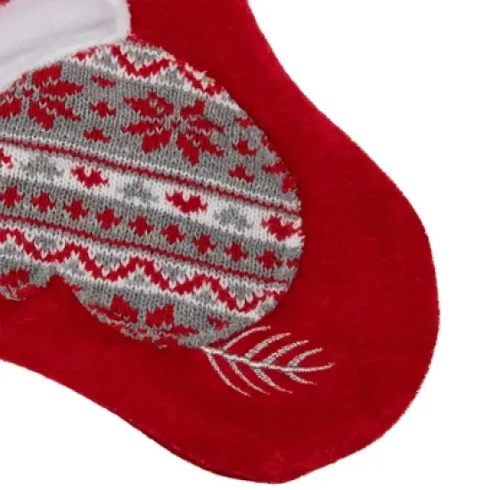Northlight 20.5-Inch Red and White Winter Mittens Embroidered Christmas Stocking image {4}