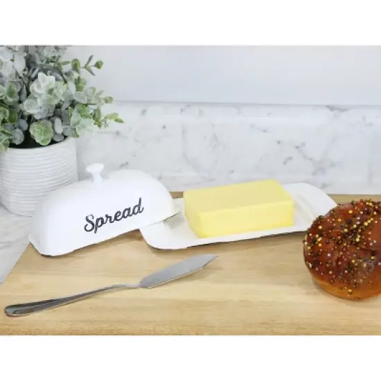 Auldhome Design-Enamelware Large Butter Dish with Cover image {1}