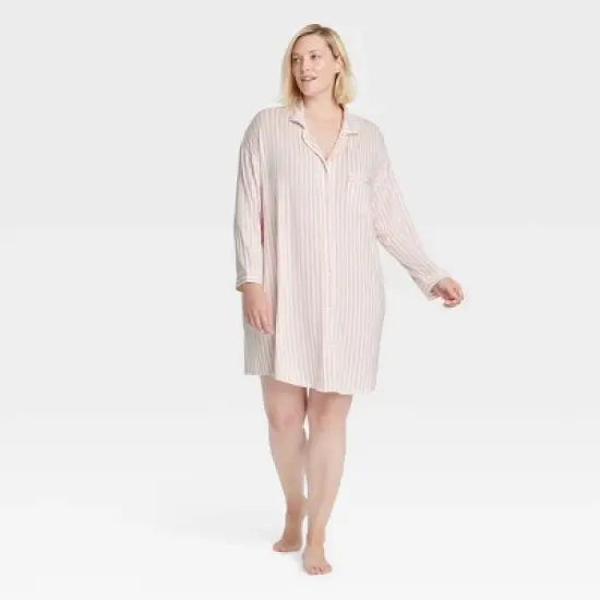 Women's Beautifully Soft Notch Collar NightGown - Stars Above image {5}
