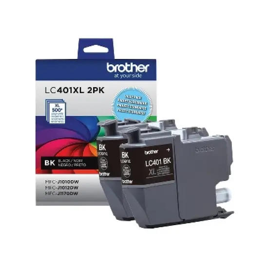 Brother LC401 Black High Yield Ink Cartridge 2/Pack (LC401XL2PKS) image {2}