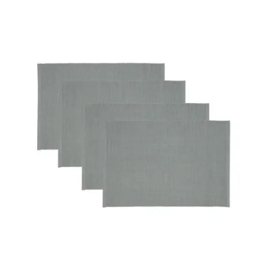 Design Imports Solid Ribbed Placemat Set/4, Gray image {3}