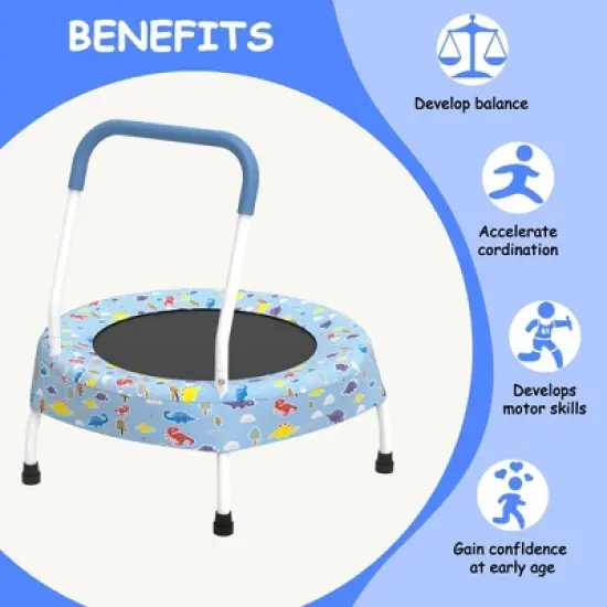 Whisen 36.2&rdquo; Mini Toddler Trampoline with 6 Legs and Foam-covered Handle for Kids, Unique Print Design image {4}