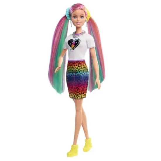 Barbie Leopard Rainbow Hair Doll - Rainbow Skirt image {2}