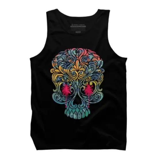 Men's Design By Humans Summer By The Skull By Goldquills Tank Top image {2}