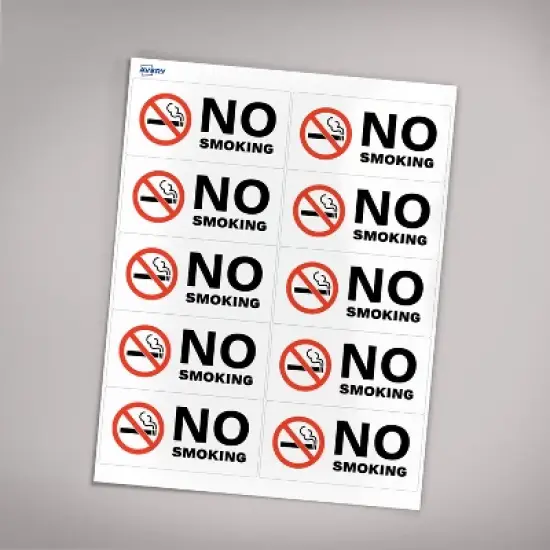 Avery No Smoking Sign Label Stickers, Waterproof, UV Resistant, Preprinted, 2" x 4", 20 Stickers image {6}