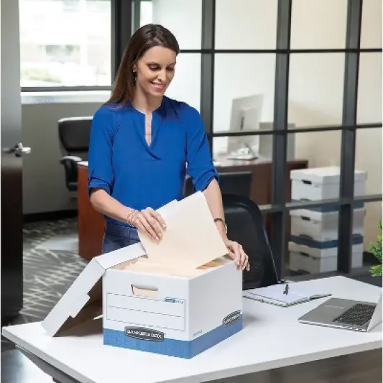 Bankers Box R-KIVE Max Storage Box Letter/Legal Locking Lid White/Blue 12/Carton 07243 image {4}