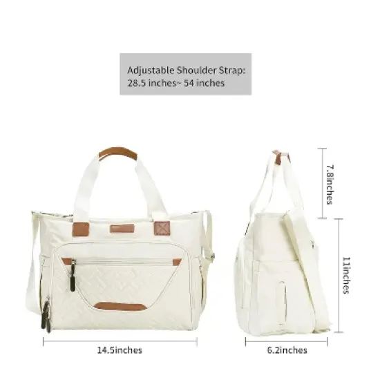 Itopfox Large Diaper Tote Bag with Laptop Compartment, Insulated Pockets, Multiple Storage for Baby Essentials, Travel Friendly image {2}