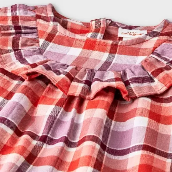 Baby Girls' Ruffle Plaid Top & Bottom Set - Cat & Jack&trade; Orange image {2}