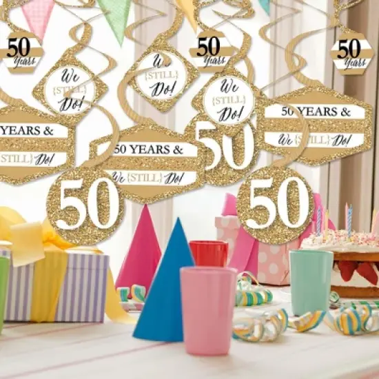 Big Dot of Happiness We Still Do - 50th Wedding Anniversary - Anniversary Party Hanging Decor - Party Decoration Swirls - Set of 40 image {1}