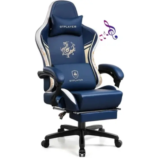 GTPLAYER Pro Gaming Chair with Bluetooth Speakers and Footrest, Dragon Series Video Game Chair image {9}