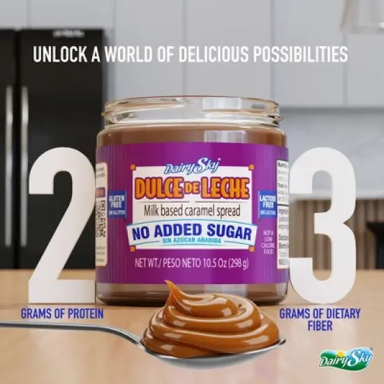 DairySky Dulce de Leche - No Added Sugar | Milk-Based Caramel Spread | 5.3 oz (150g) | 12 Pack image {2}