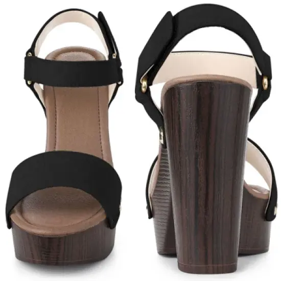 Perphy Round Toe Platform Slingback Chunky Heel Sandals for Women image {1}