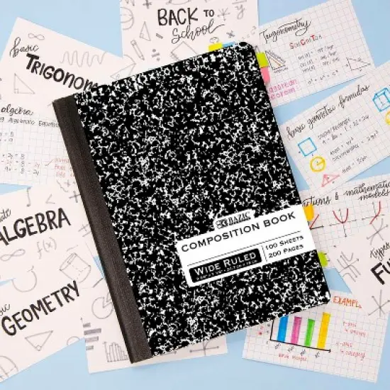 BAZIC Products&reg; Composition Book, Wide Ruled, Black Marble, 100 Sheets, Pack of 6 image {5}