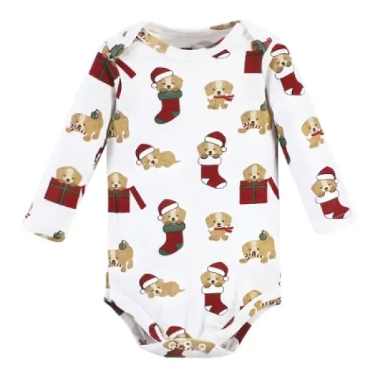 Hudson Baby Unisex Baby Cotton Long-Sleeve Bodysuits, Christmas Dog image {4}