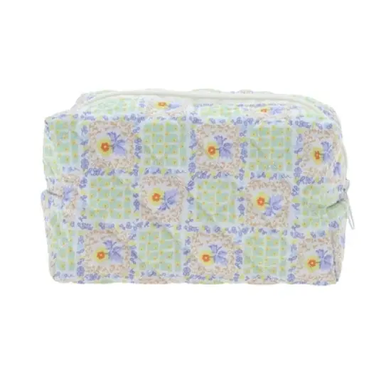 Unique Bargains Floral Quilting Makeup Bag Green 1 Pc image {3}