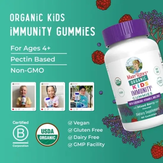MaryRuth's Kids Immunity Gummies, Mixed Berry, Org, 60 ct image {6}