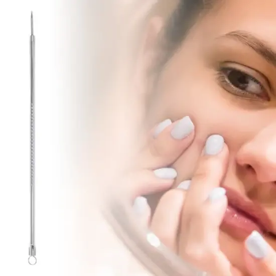 Unique Bargains Convenient Double-headed Pimple Extractor Tool Kit Silver Tone 1 Set image {3}