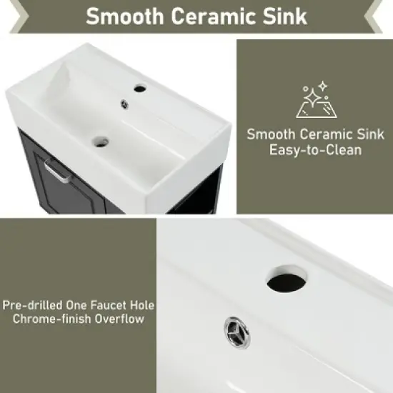 Christopher Knight Home Emilee Modern 21.8" Wall-Mounted Floating Bathroom Vanity with Ceramic Sink image {5}
