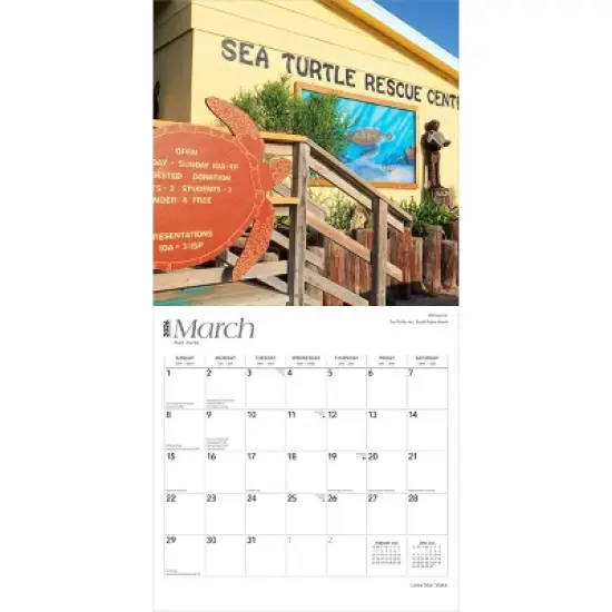 BrownTrout Lone Star State Texas Places 2026 12"x24" Hanging Square Wall Calendar Plastic-Free image {2}