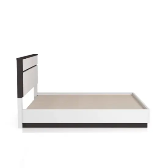 3pc Queen Pape Modern Bed with 2 Nightstands White/Metallic Gray - miBasics: Contemporary Furniture Set image {6}