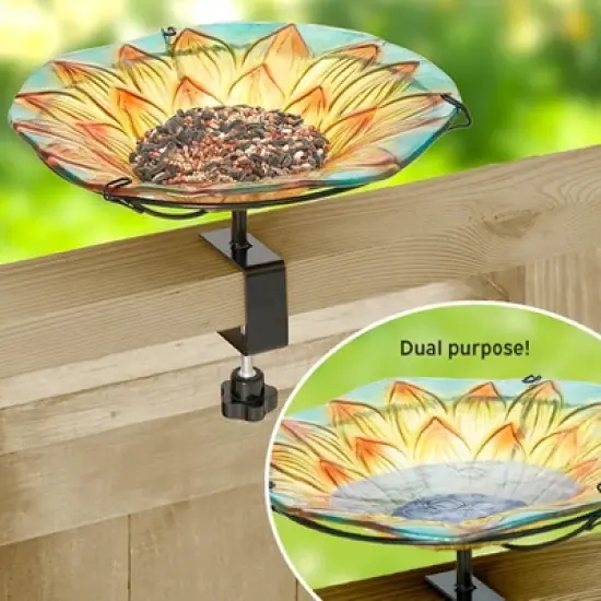 The Lakeside Collection Sunflower Birdbath Or Feeder - Deck Mounted image {4}