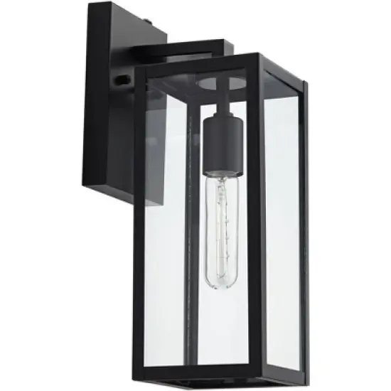 John Timberland Titan Modern Outdoor Wall Light Fixtures Set of 2 Mystic Black Dusk to Dawn 14" Clear Glass for Post Exterior Barn Deck image {4}