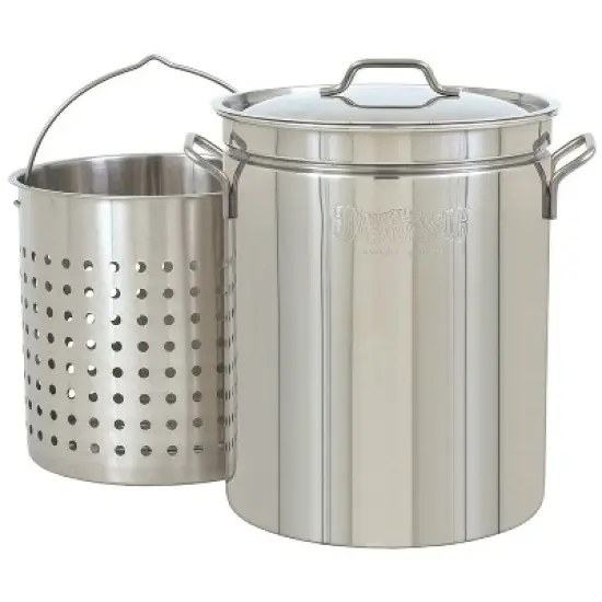 Bayou Classic 44 Quart Stainless Steel Stockpot, Large Cooking Pot with Vented Lid & Basket for Boil, Fry, Steam, and Outdoor Cooks, BC-1144, Silver image {3}