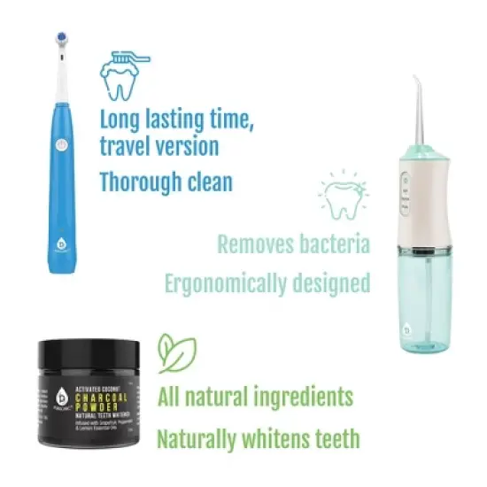 Pursonic Bundle Title: Complete Dental Care Power Pack - Electric Toothbrush, Water Flosser & Whitening Powder image {1}