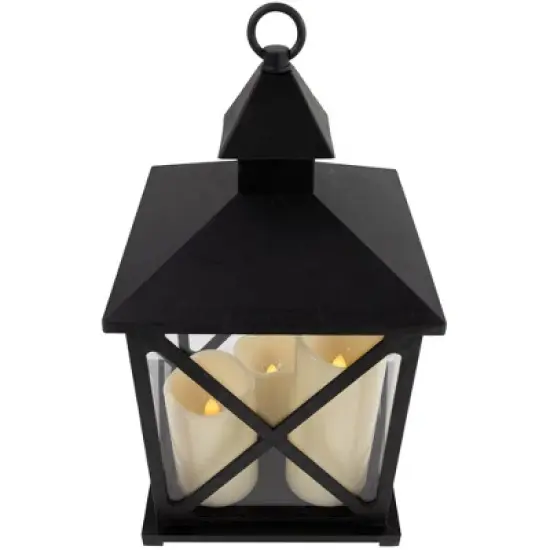 Northlight 12.5" Black Candle Lantern with 3 Flameless LED Candles image {4}