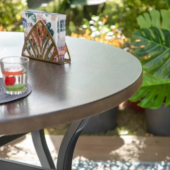 5pc Patio Set with Steel Table with 2" Umbrella Hole & Padded Sling C-Spring Arm Chairs - Captiva Designs image {3}