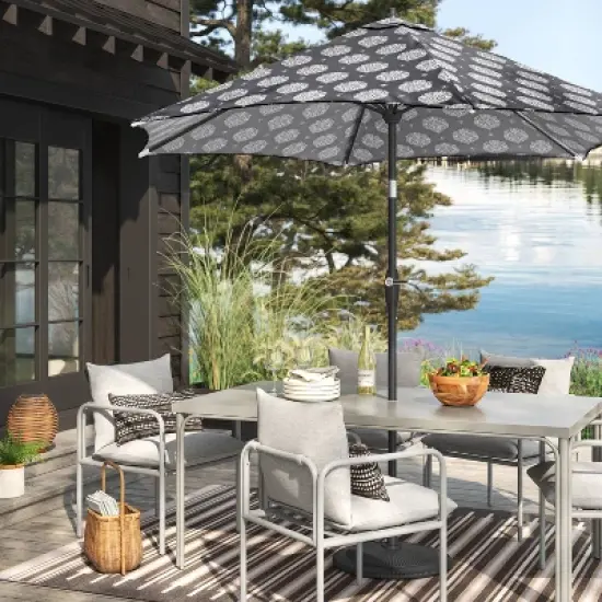 7'x10' Striped Tapestry Rectangular Woven Outdoor Area Rug Charcoal Gray - Project 62&trade; image {1}