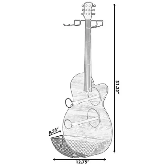 VintiquewiseBlack Metal Guitar Shaped Wine Rack Holder for Living Room, Dining, or Entryway image {3}