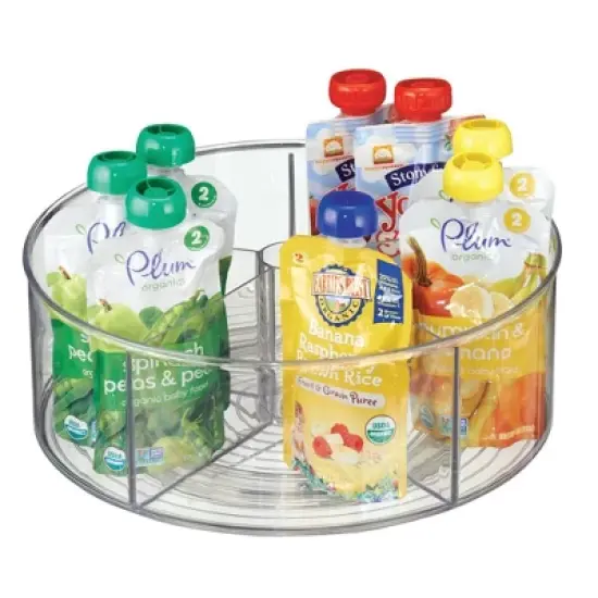 iDESIGN Recycled Plastic Divided Lazy Susan Turntable Organizer Clear: 12" Kitchen Storage, Hand Wash, 0.75 lbs image {2}
