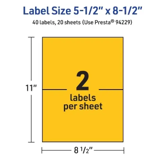 Avery Bright Yellow Paper Labels, 5.5" x 8.5" Rectangle image {4}