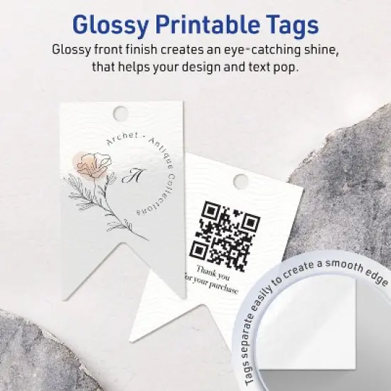 Avery Banner Flag Tags, 1-1/2" x 2-1/3", Glossy White, 150 Total image {2}