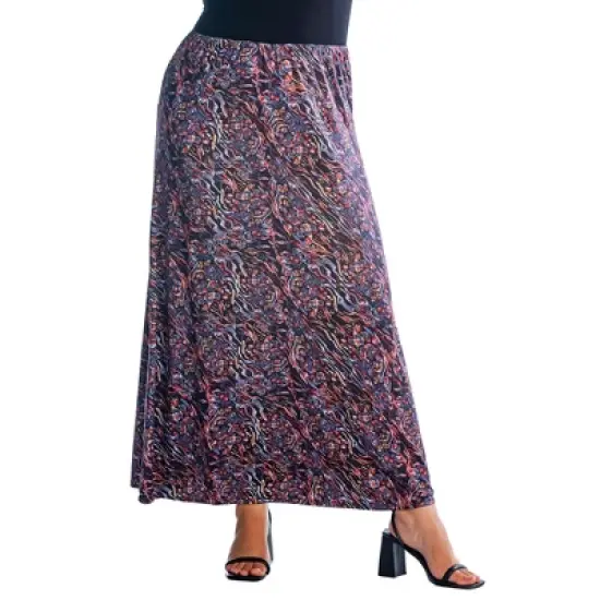 Womens Plus Size Abstract Floral A Line Maxi Skirt image {4}