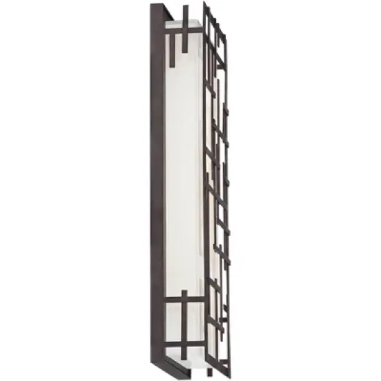 Possini Euro Design Outdoor Wall Light Fixture Bronze LED 16 1/4" High White Cased Glass for Exterior Barn Deck House Porch Yard Patio Outside Garage image {6}