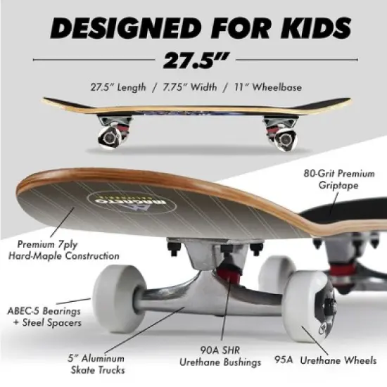 Magneto Skateboard | Maple Wood | ABEC 5 Bearings | Double Kick Concave Deck | For Beginners, Teens & Adults (Purple Cat) image {3}