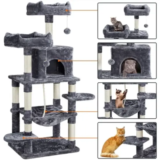 Yaheetech 59" Large Cat Tower with Plush Perch image {3}