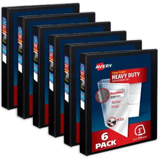 Avery Heavy-Duty Binders, 1" Slant Rings, Black, 6ct (79275) image {6}