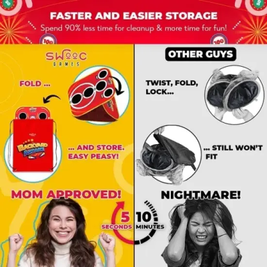 SWOOC Games - Backyard Arcade | 2-in-1 Bean Bag Toss Game for Kids w/ Carry Bag | 5-Second Setup & Storage | Carnival Outside Toys for Toddlers 3-5 image {4}