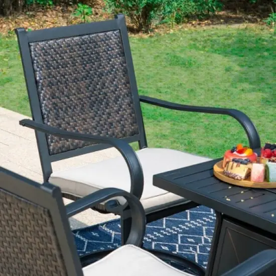 5pc Patio Dining Set with Steel Fire Pit Table & 360 Swivel Chairs - Captiva Designs image {2}