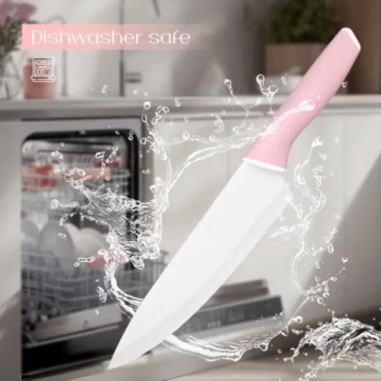 Itopfox Knife Set with Block and Sharpener, 15-Piece German Stainless Steel Knives, Ceramic Coating, Sharp Blade, Dishwasher Safe, Ergonomic Handle image {1}