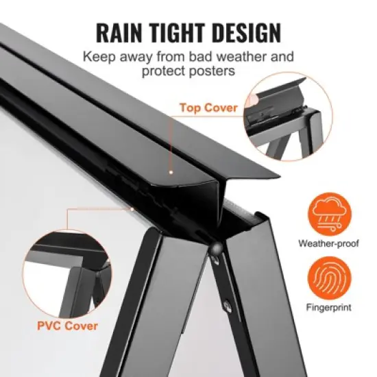 VEVOR A Frame Sidewalk Sign, 24x36 Inch Heavy Duty Slide-in Signboard Holder, Steel Pavement Sign Poster for Outdoor Business Street Advertising image {4}